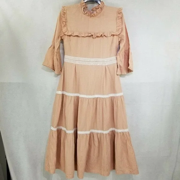 Hiso Hiso | Dresses | Hiso Hiso Womens Dress Prairie Cottage Core Style  Lace Trim Size L Large | Poshmark